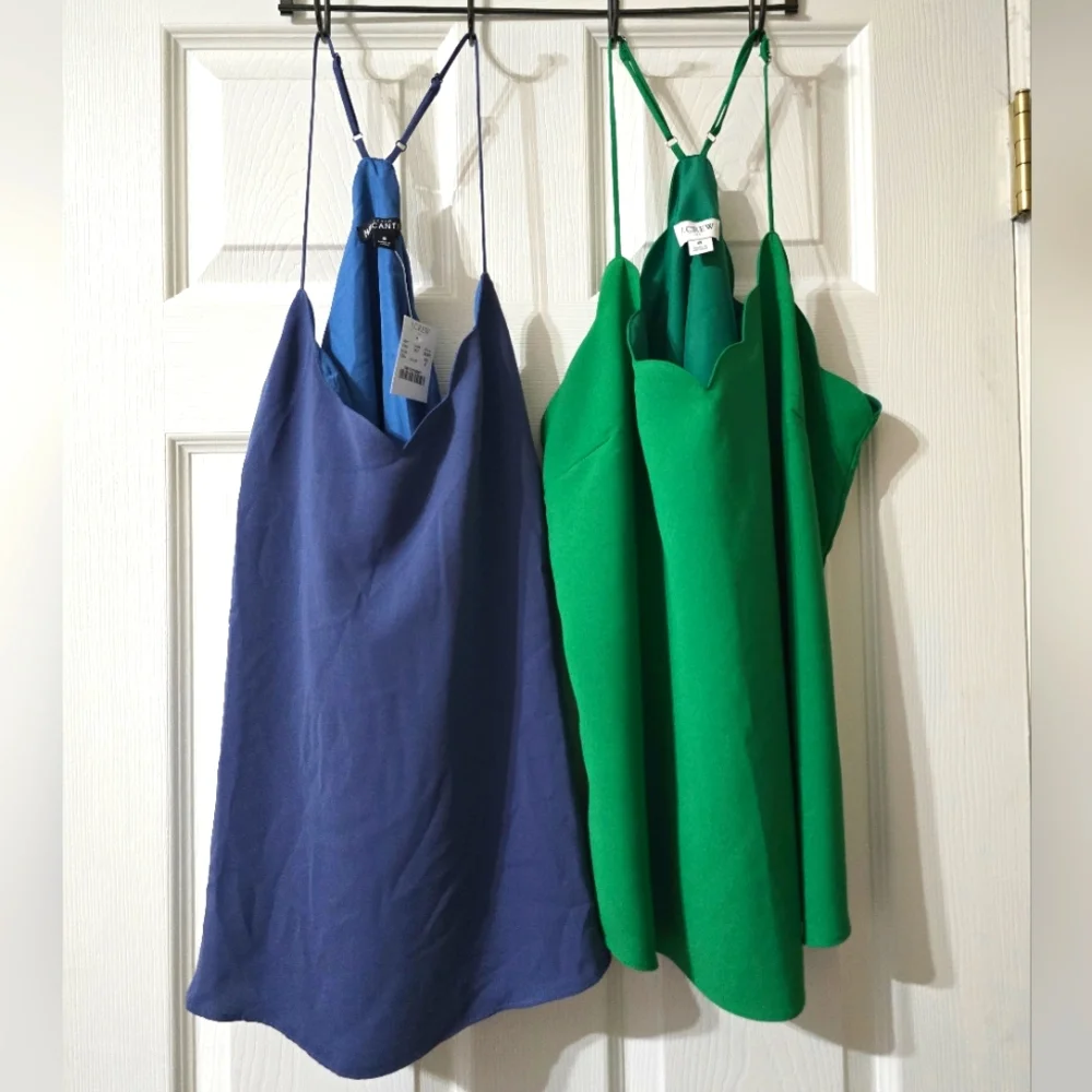 TWO J. Crew Scalloped Edge Racerback Tank Tops/Camis, Dressy & Feminine, NEW! - Picture 2 of 14